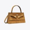 Borsa con manici Mini Lee Radziwill in pelle scamosciata con frange
