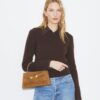 Borsa con manici Mini Lee Radziwill in pelle scamosciata con frange