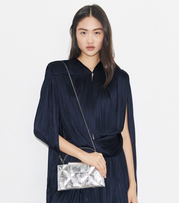 Borsa con manico superiore metallico Kira Diamond Quilt