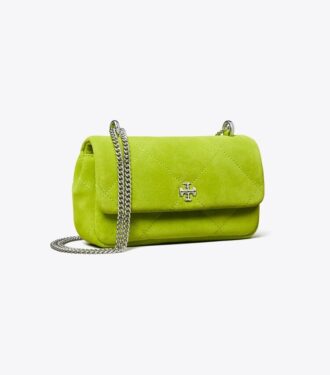 Borsa con patta in pelle scamosciata trapuntata Mini Kira Diamond