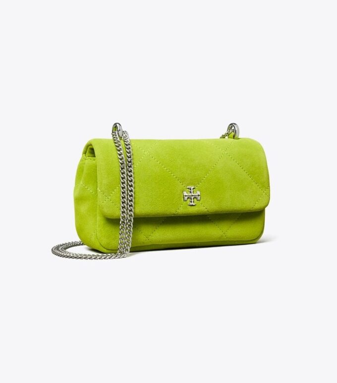 Borsa con patta in pelle scamosciata trapuntata Mini Kira Diamond