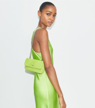 Borsa con patta in pelle scamosciata trapuntata Mini Kira Diamond