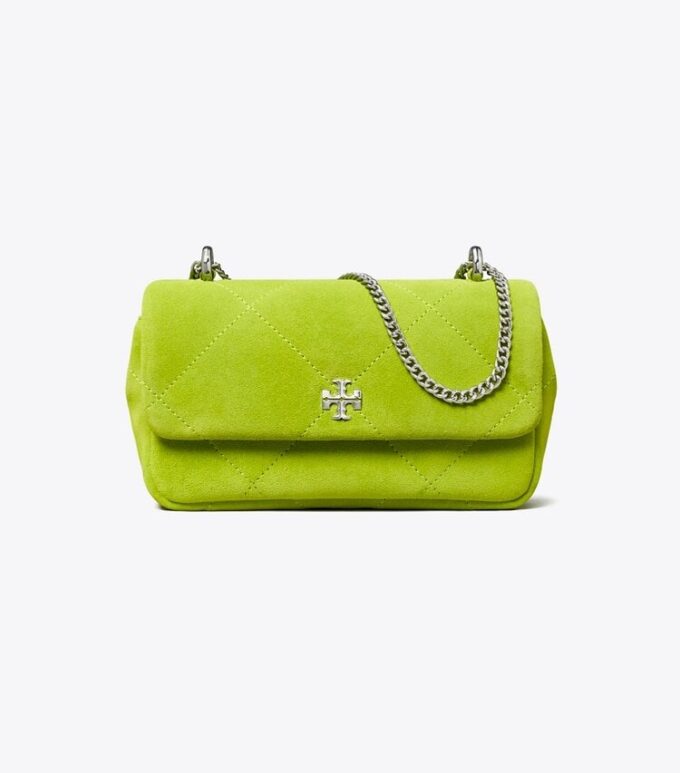 Borsa con patta in pelle scamosciata trapuntata Mini Kira Diamond