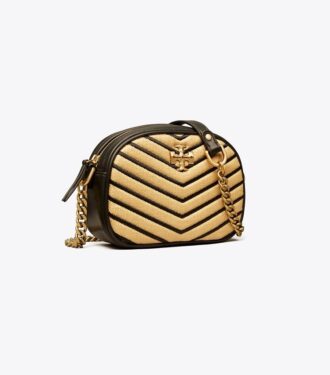 Borsa fotografica piccola in paglia morbida Kira Chevron