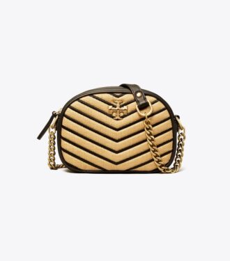 Borsa fotografica piccola in paglia morbida Kira Chevron