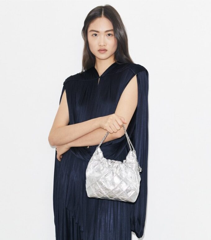 Borsa hobo metallizzata Mini Fleming