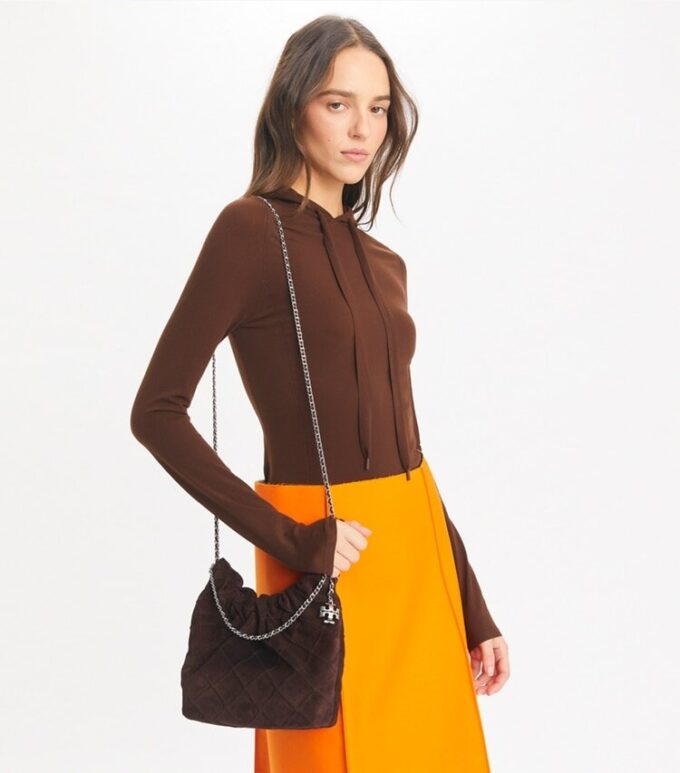 Borsa hobo Mini Fleming in morbida pelle scamosciata