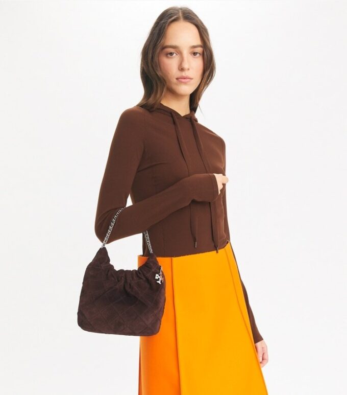 Borsa hobo Mini Fleming in morbida pelle scamosciata