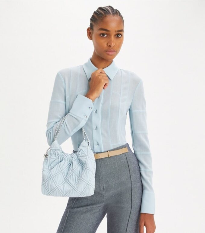 Borsa hobo Mini Fleming in morbido denim Borsa hobo Mini Fleming in morbido denim