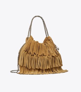 Borsa hobo Mini Fleming in pelle scamosciata con frange
