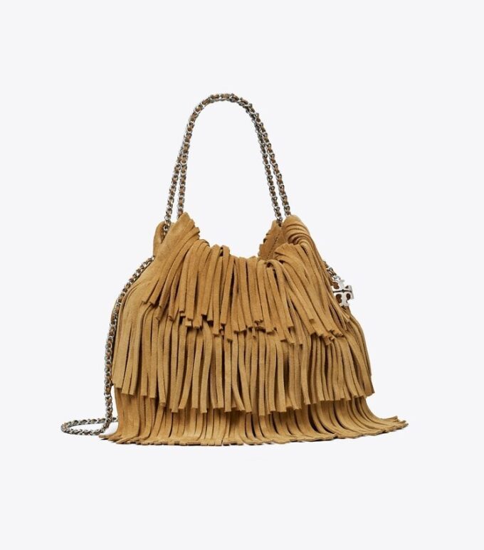 Borsa hobo Mini Fleming in pelle scamosciata con frange Borsa hobo Mini Fleming in pelle scamosciata con frange
