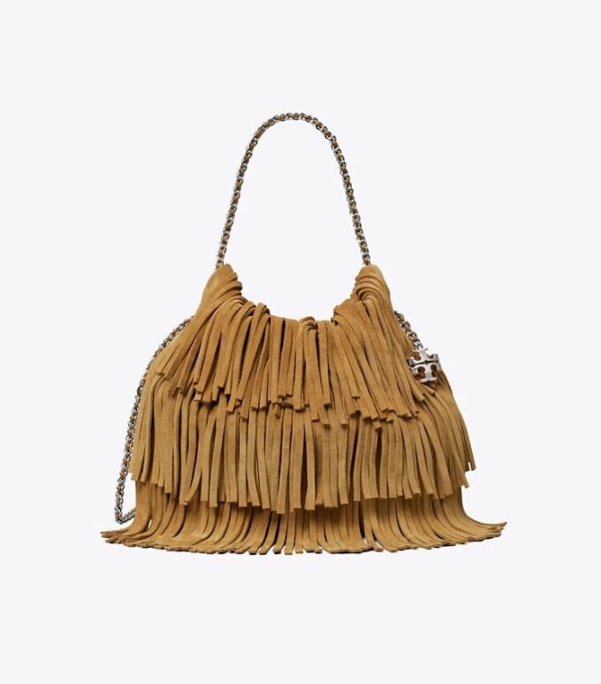 Borsa hobo Mini Fleming in pelle scamosciata con frange Borsa hobo Mini Fleming in pelle scamosciata con frange