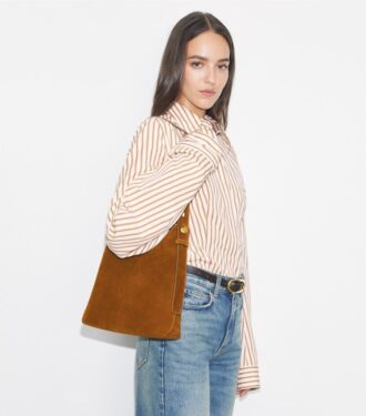 Borsa hobo Romy piccola in pelle scamosciata