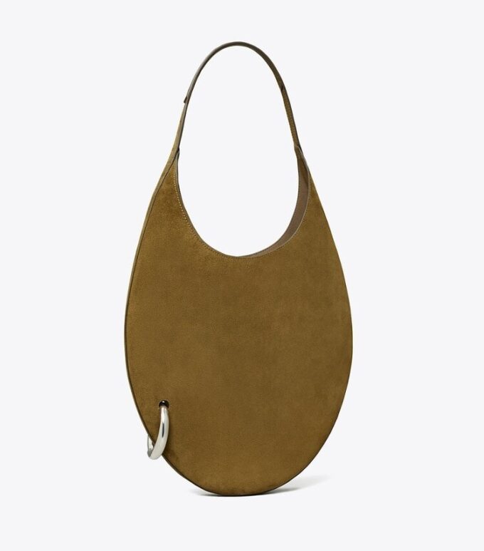 Borsa in pelle scamosciata traforata
