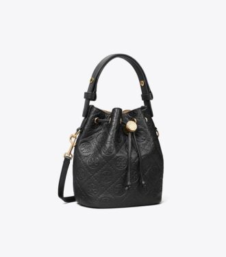 Borsa mini a secchiello con monogramma T Monogram in pelle martellata