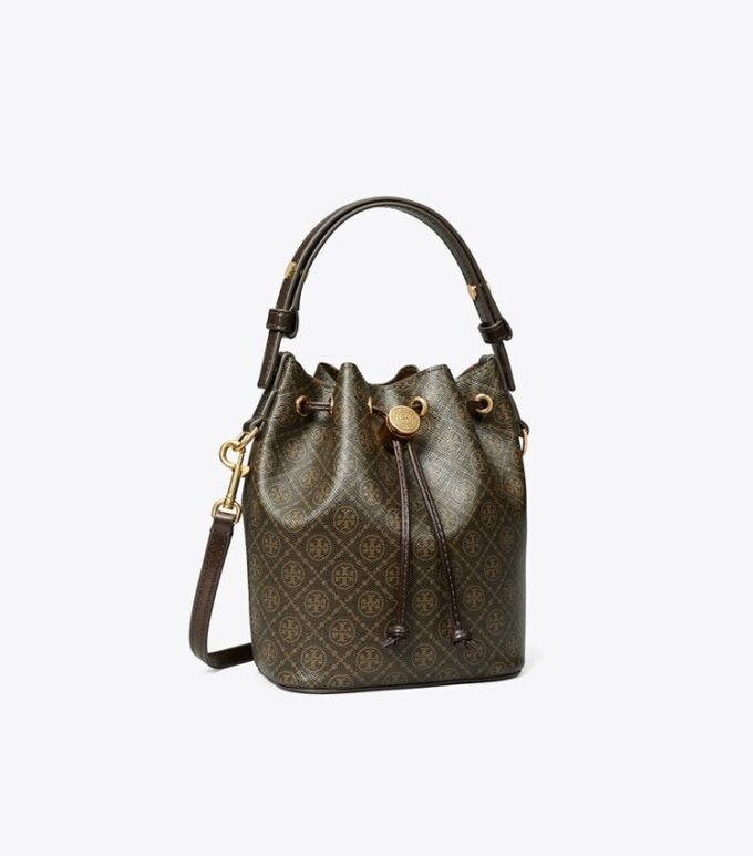 Borsa mini a secchiello in tela rivestita con T Monogram
