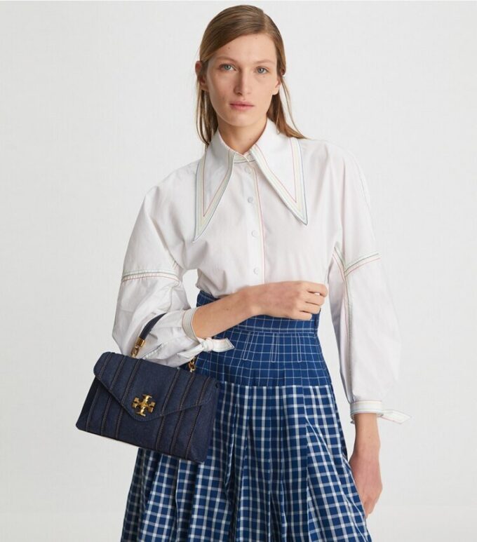 Borsa piccola in denim trapuntato Kira