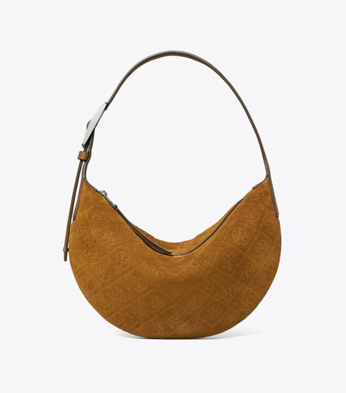 Borsa T Monogram Small Balloon in pelle scamosciata Borsa T Monogram Small Balloon in pelle scamosciata