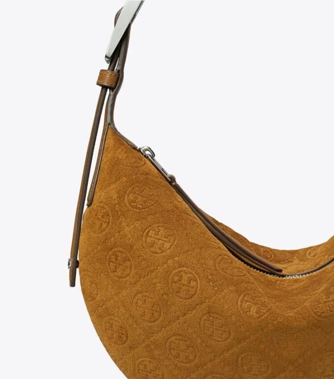Borsa T Monogram Small Balloon in pelle scamosciata Borsa T Monogram Small Balloon in pelle scamosciata