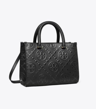 Borsa tote con manici superiori e motivo T Monogram in rilievo