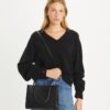 Borsa tote con manici superiori e motivo T Monogram in rilievo