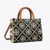 Borsa tote con manici superiori in pelle goffrata a contrasto T Monogram T