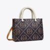 Borsa tote con manici superiori in pelle goffrata a contrasto T Monogram T