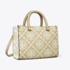 Borsa tote con manici superiori in pelle goffrata a contrasto T Monogram T
