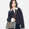 Borsa tote con manici superiori in pelle goffrata a contrasto T Monogram T