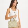 Borsa tote con manici superiori in pelle goffrata a contrasto T Monogram T