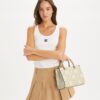 Borsa tote con manici superiori in pelle goffrata a contrasto T Monogram T
