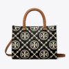Borsa tote con manici superiori in pelle goffrata a contrasto T Monogram T
