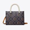 Borsa tote con manici superiori in pelle goffrata a contrasto T Monogram T