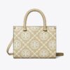 Borsa tote con manici superiori in pelle goffrata a contrasto T Monogram T