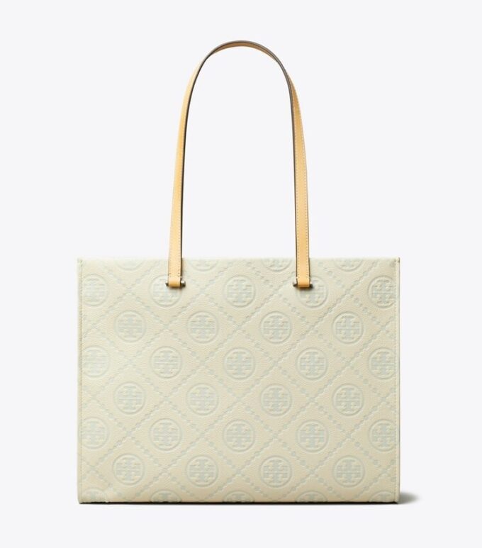 Borsa tote con monogramma T in pelle martellata Borsa tote con monogramma T in pelle martellata