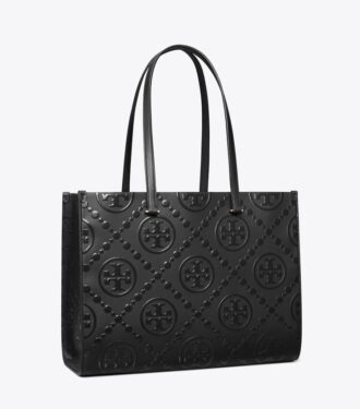 Borsa tote con monogramma T in rilievo