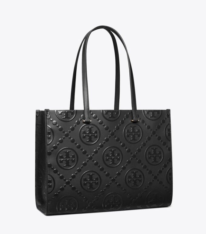 Borsa tote con monogramma T in rilievo