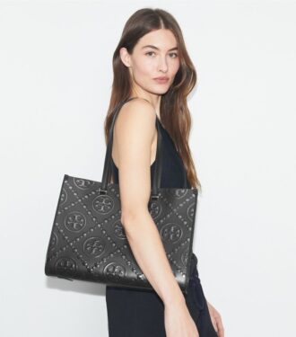 Borsa tote con monogramma T in rilievo