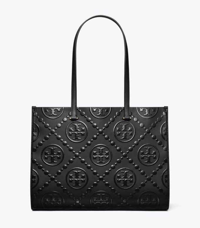 Borsa tote con monogramma T in rilievo
