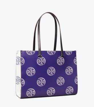 Borsa tote con monogramma T in rilievo a contrasto