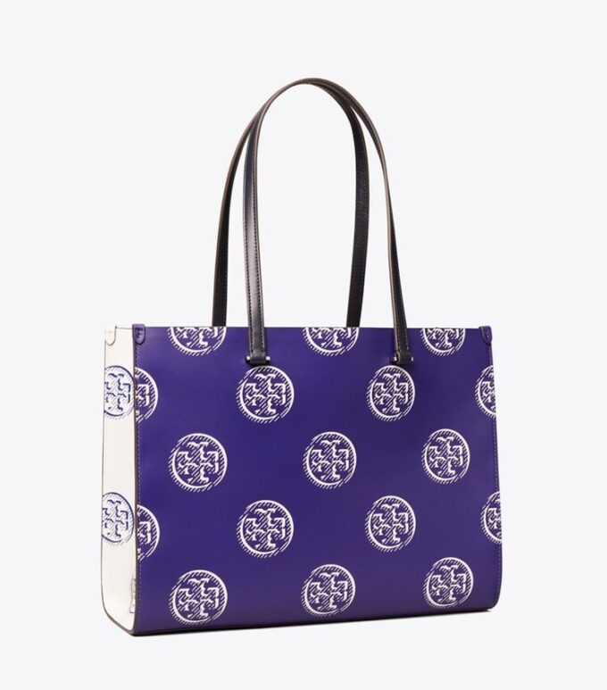 Borsa tote con monogramma T in rilievo a contrasto