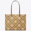 Borsa tote con monogramma T in rilievo a contrasto