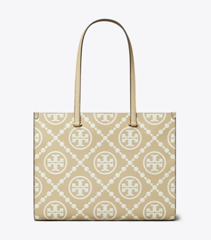 Borsa tote con monogramma T in rilievo a contrasto Borsa tote con monogramma T in rilievo a contrasto