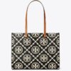 Borsa tote con monogramma T in rilievo a contrasto