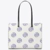 Borsa tote con monogramma T in rilievo a contrasto