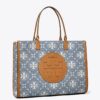 Borsa tote in denim con monogramma T Monogram Ella Borsa tote in denim con monogramma T Monogram Ella