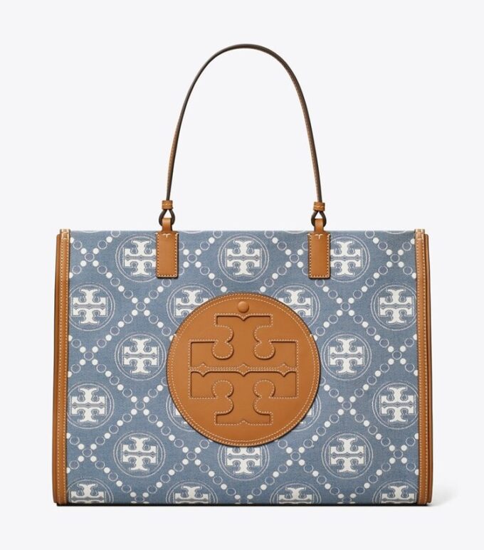 Borsa tote in denim con monogramma T Monogram Ella Borsa tote in denim con monogramma T Monogram Ella
