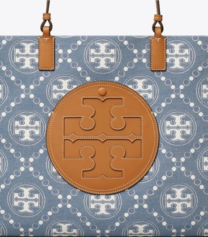 Borsa tote in denim con monogramma T Monogram Ella Borsa tote in denim con monogramma T Monogram Ella