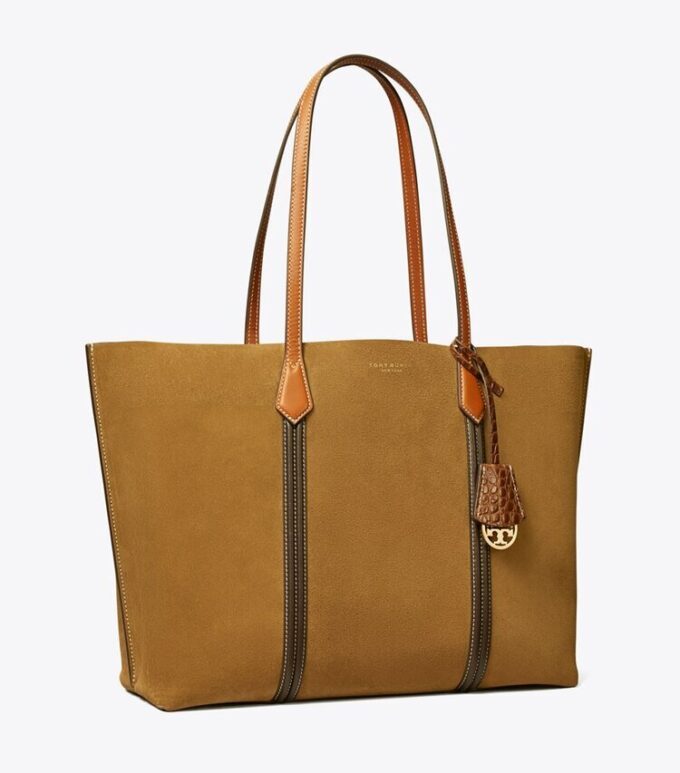 Borsa tote in pelle scamosciata Perry a tre scomparti