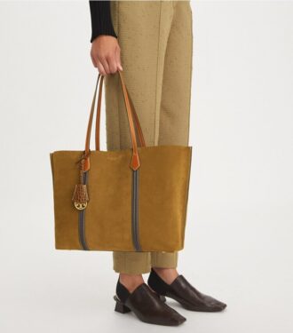 Borsa tote in pelle scamosciata Perry a tre scomparti